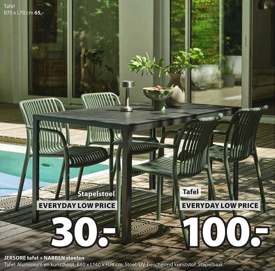 JERSORE tafel + NABBEN stoelen