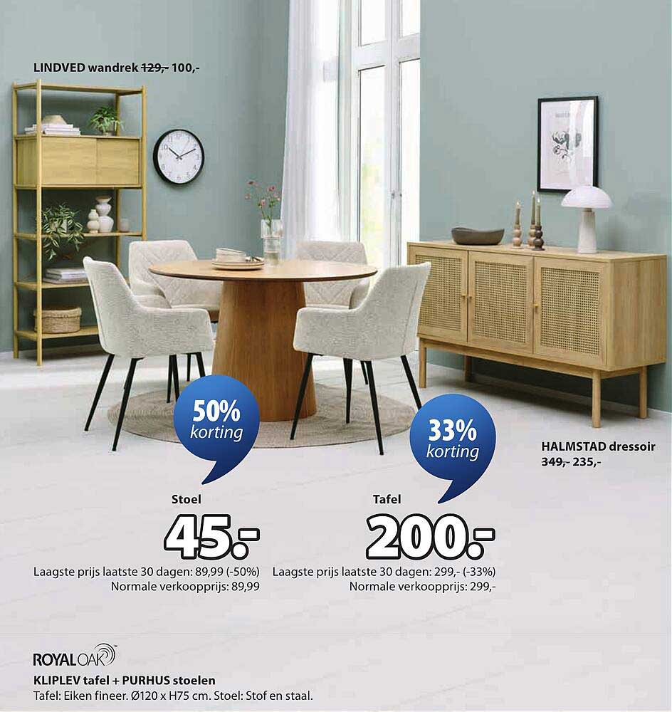 KLIPLEV tafel + PURHUS stoelen