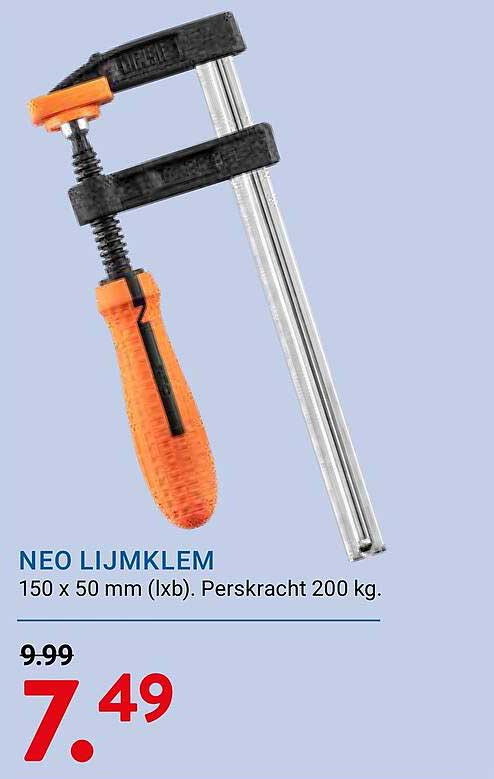 NEO LIJMKLEM 150 x 50 mm (lxb). Perskracht 200 kg.