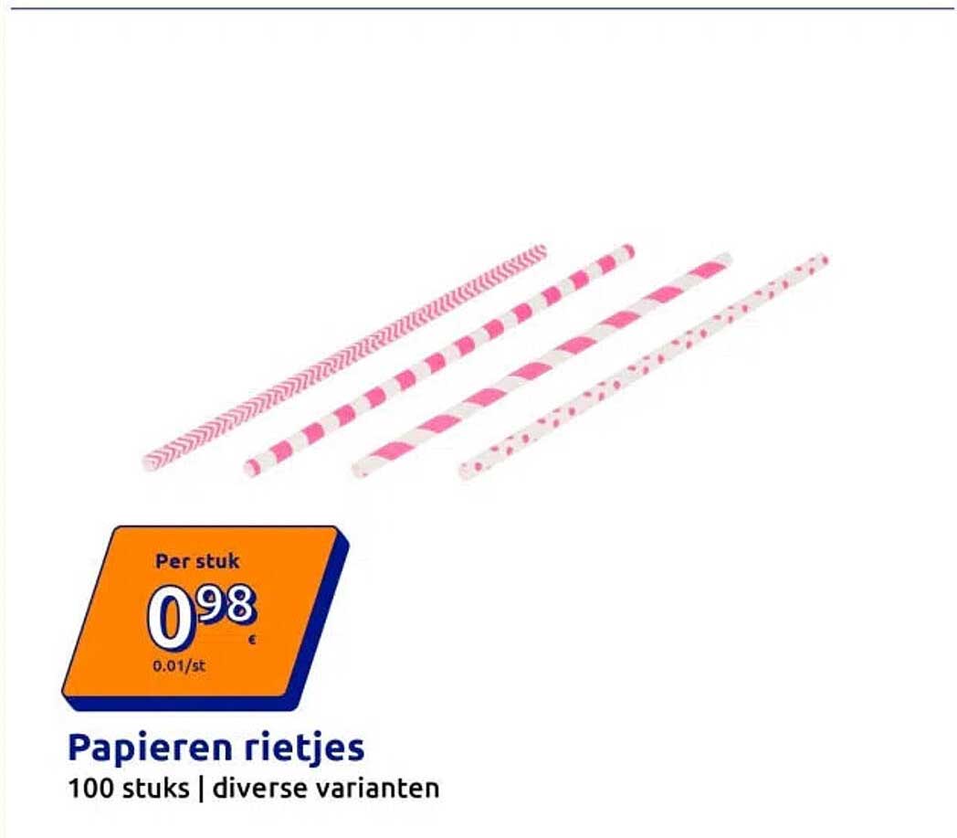 Papieren rietjes 100 stuks | diverse varianten