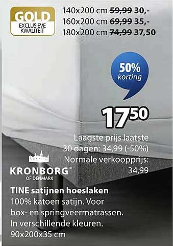 TINE satijnen hoeslaken 50% korting