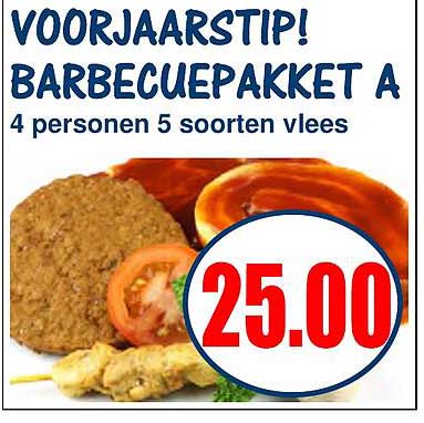 VOORJAARSTIP! BARBECUEPAKKET A 4 personen 5 soorten vlees