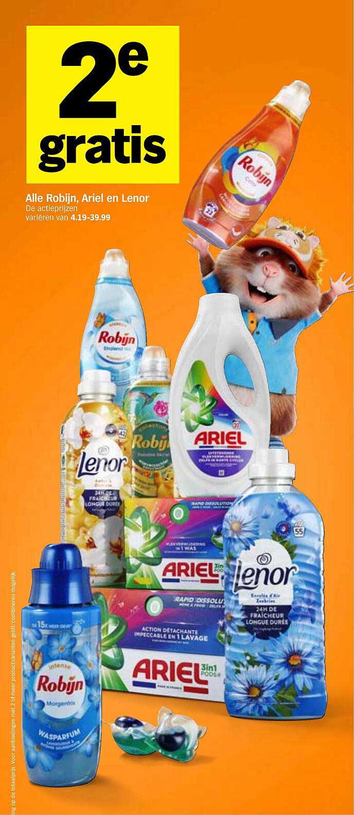2e gratis Alle Robijn, Ariel en Lenor