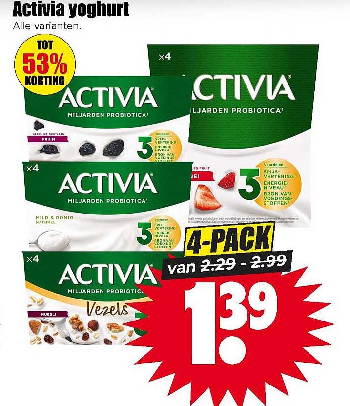 Activia yoghurt Alle varianten. 4-pack