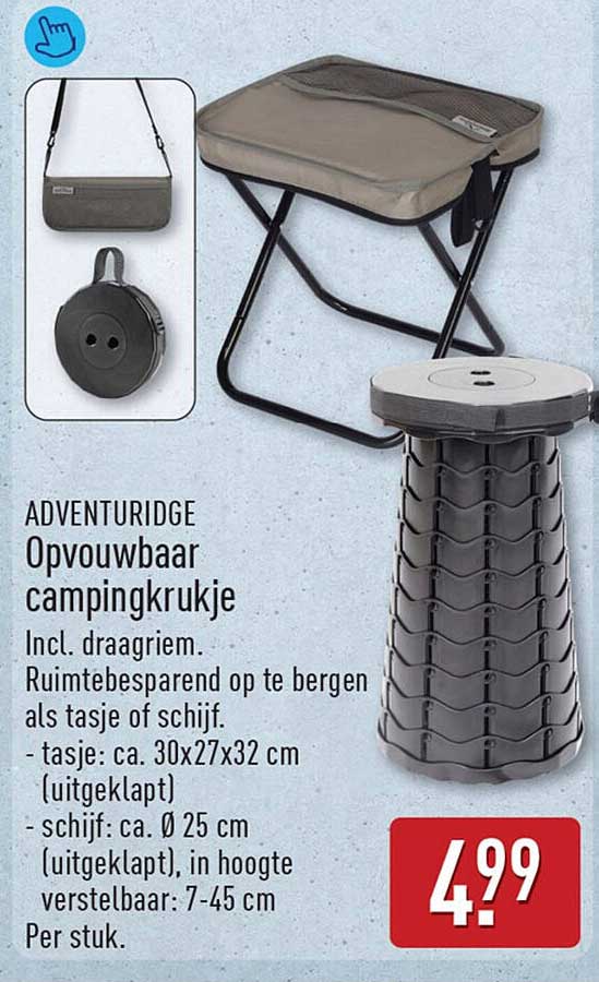 ADVENTURIDGE Opvouwbaar campingkrukje