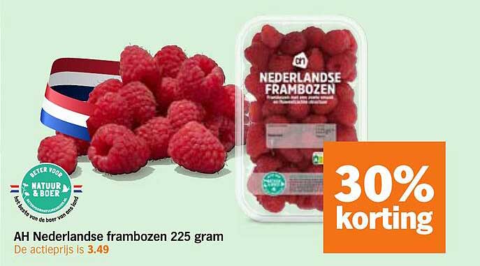 AH Nederlandse frambozen 225 gram