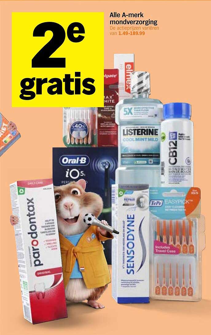 Alle A-merk mondverzorging 2e gratis