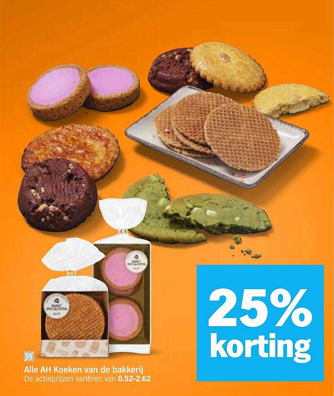Alle AH Koeken van de bakkerij 25% korting
