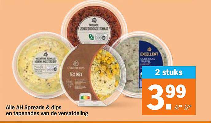 Alle AH Spreads & dips en tapenades van de versafdeling 2 stuks