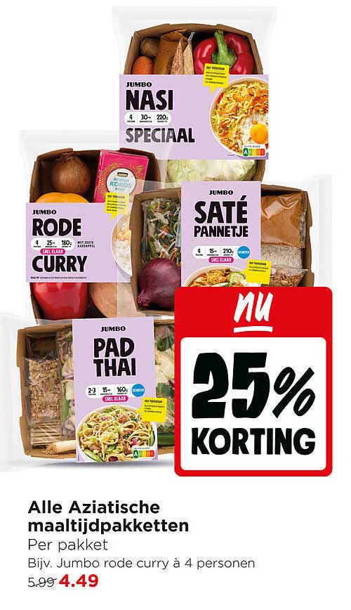 Alle Aziatische maaltijdpakketten 25% korting