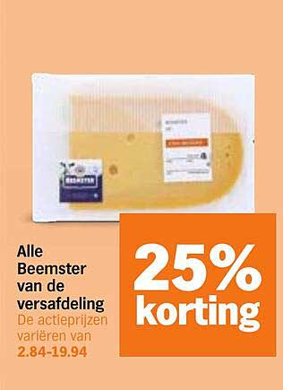 Alle Beemster van de versafdeling 25% korting