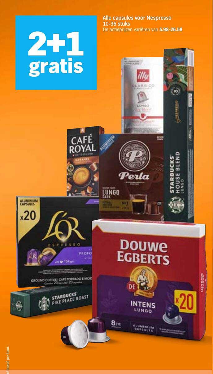 Alle capsules voor Nespresso 10-36 stuks 2+1 gratis