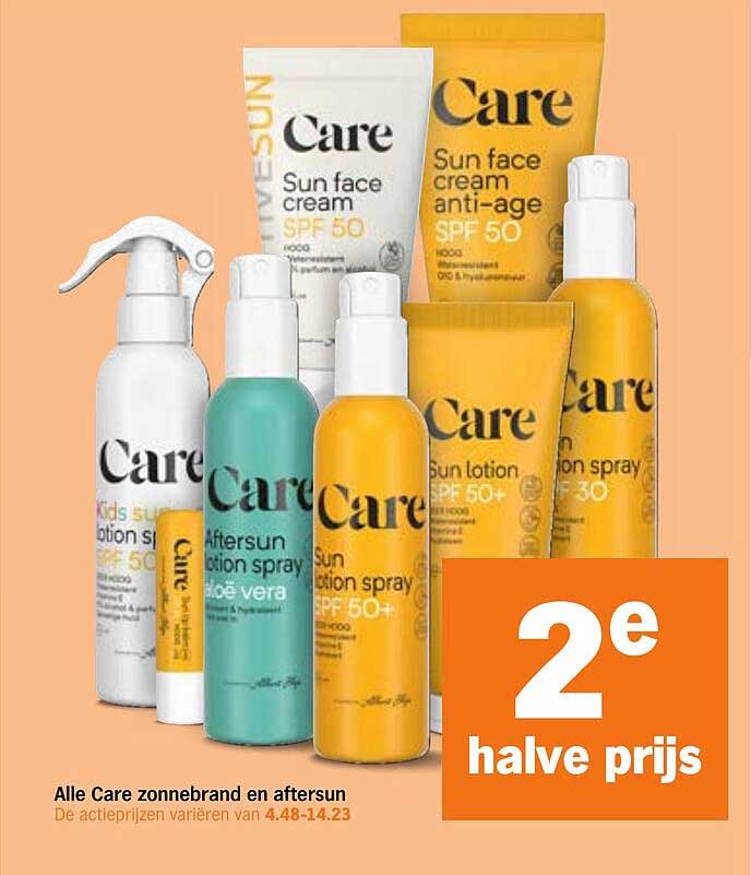 Alle Care zonnebrand en aftersun 2e halve prijs