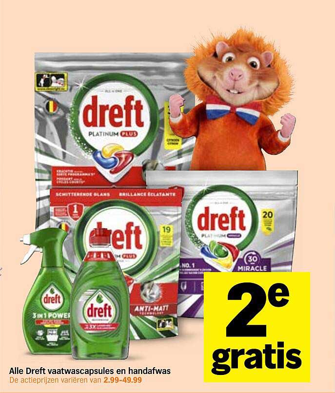 Alle Dreft vaatwascapsules en handafwas 2e gratis