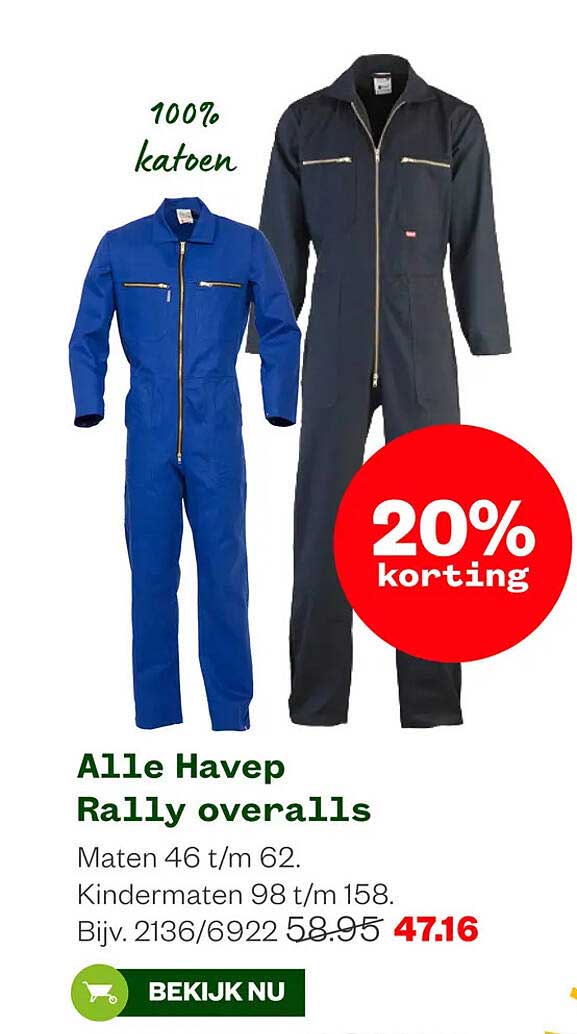 Alle Havep Rally overalls 20% korting