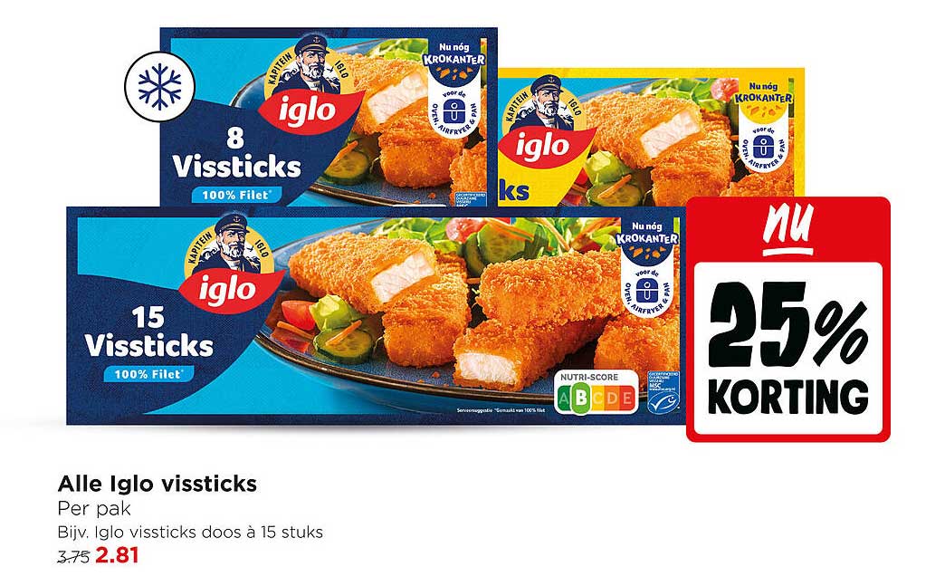 Alle Iglo vissticks 25% korting