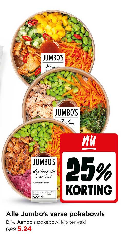 Alle Jumbo’s verse pokebowls 25% korting