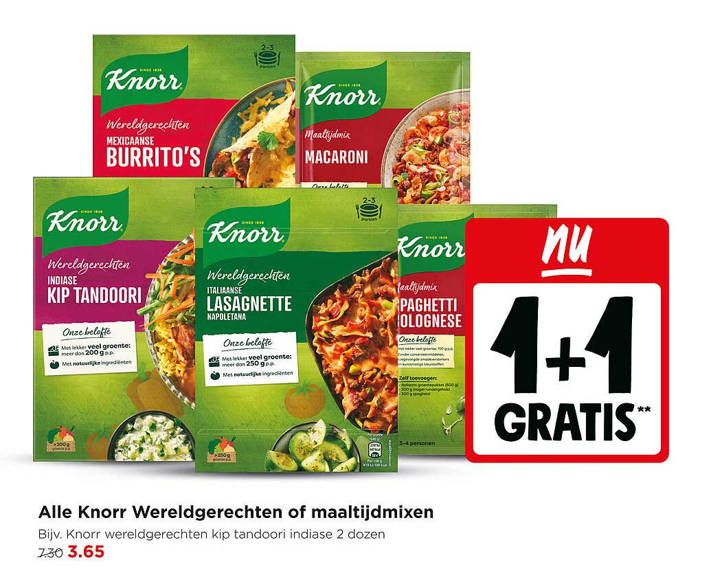 Alle Knorr Wereldgerechten of maaltijdmixen 1+1 GRATIS