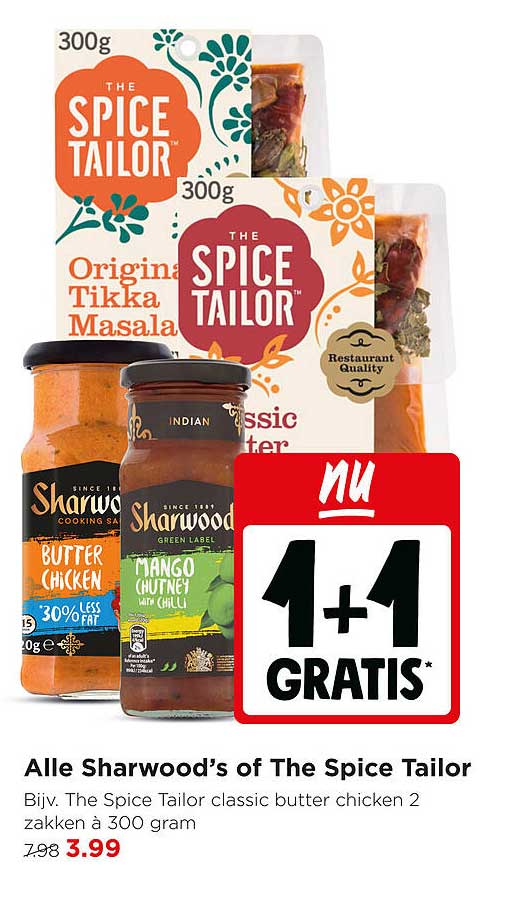 Alle Sharwood’s of The Spice Tailor 1+1 gratis