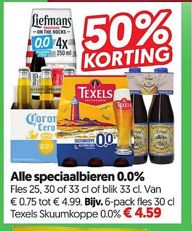 Alle speciaalbieren 0.0% 50% korting