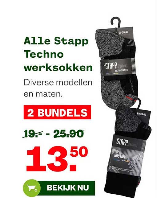 Alle Stapp Techno werksokken - Diverse modellen en maten. 2 BUNDELS