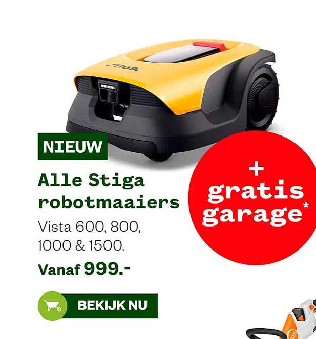Alle Stiga robotmaaiers + gratis garage
