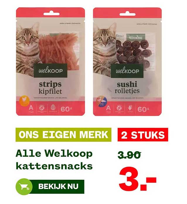 Alle Welkoop kattensnacks 2 stuks
