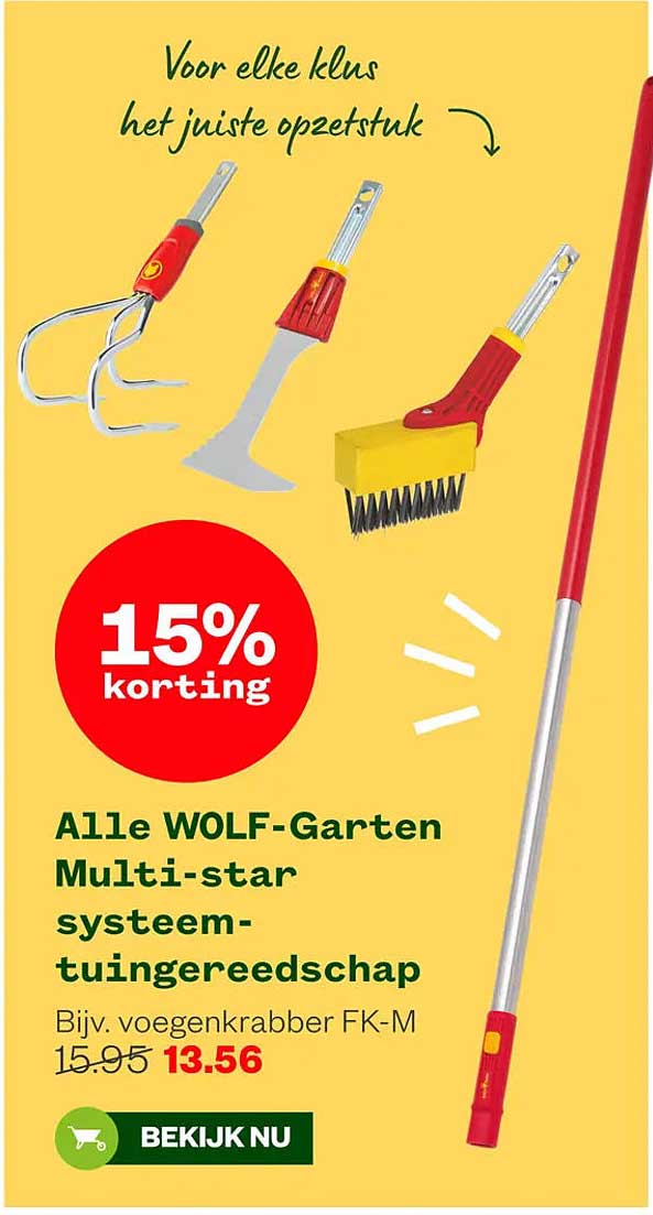Alle WOLF-Garten Multi-star systeem-tuingereedschap 15% korting