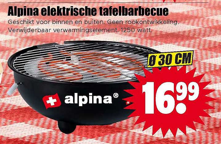 Alpina elektrische tafelbarbecue
