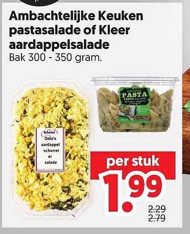 Ambachtelijke Keuken pastasalade of Kleer aardappelsalade Bak 300 - 350 gram