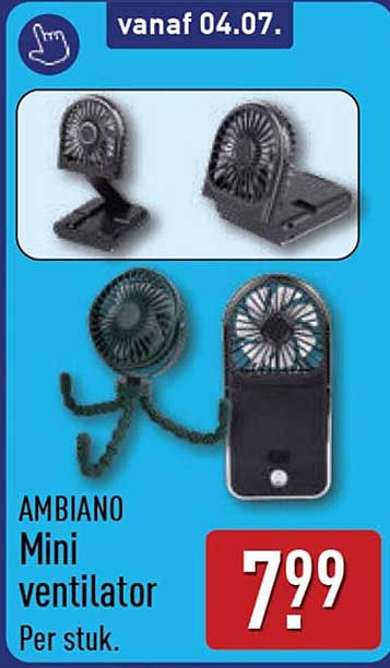 AMBIANO Mini ventilator Per stuk.