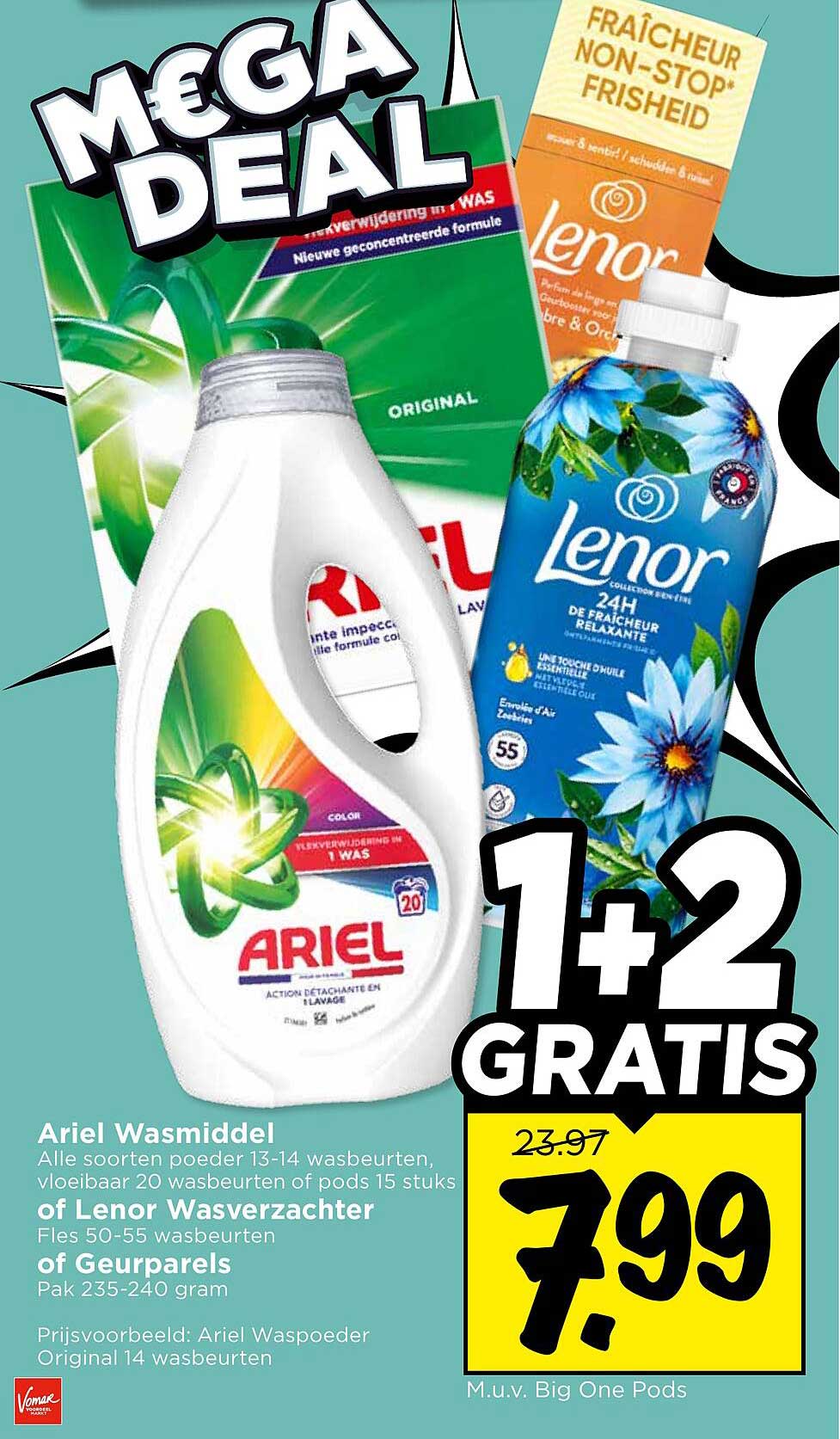 Ariel Wasmiddel 1+2 GRATIS