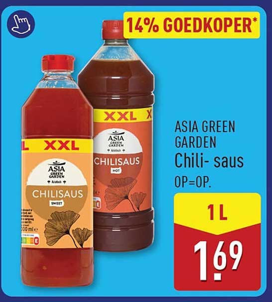 ASIA GREEN GARDEN Chili-saus OP=OP. 14% GOEDKOPER*