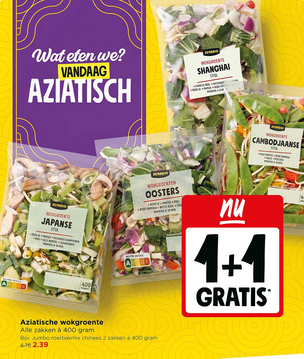 Aziatische wokgroente 1+1 gratis