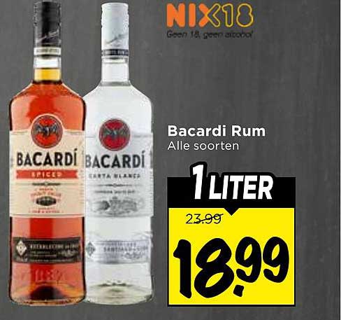 Bacardi Rum Alle soorten 1 liter