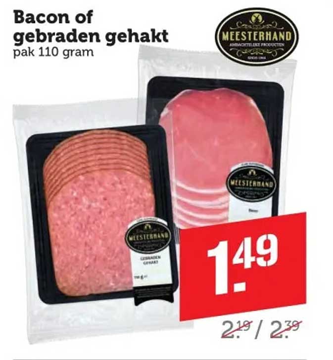 Bacon of gebraden gehakt pak 110 gram