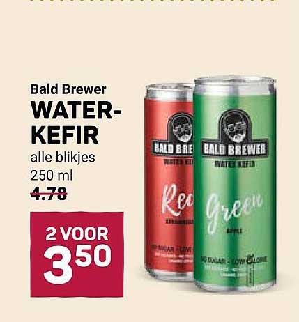 Bald Brewer WATER-KEFIR alle blikjes 250 ml 2 VOOR 3,50