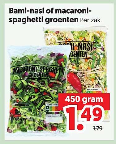 Bami-nasi of macaroni-spaghetti groenten Per zak.