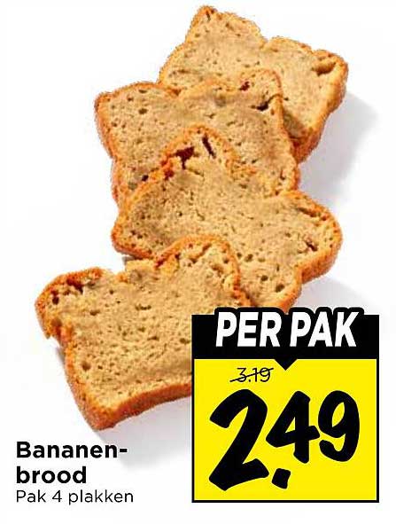 Bananenbrood Pak 4 plakken PER PAK