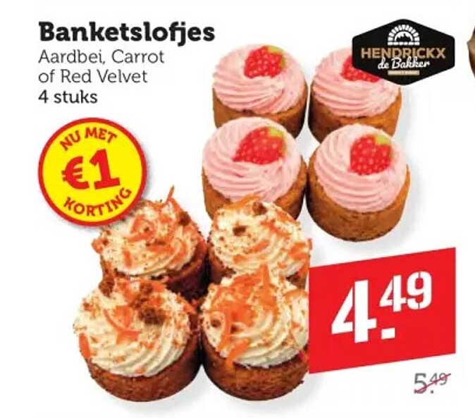 Banketslofjes Aardbei, Carrot of Red Velvet 4 stuks