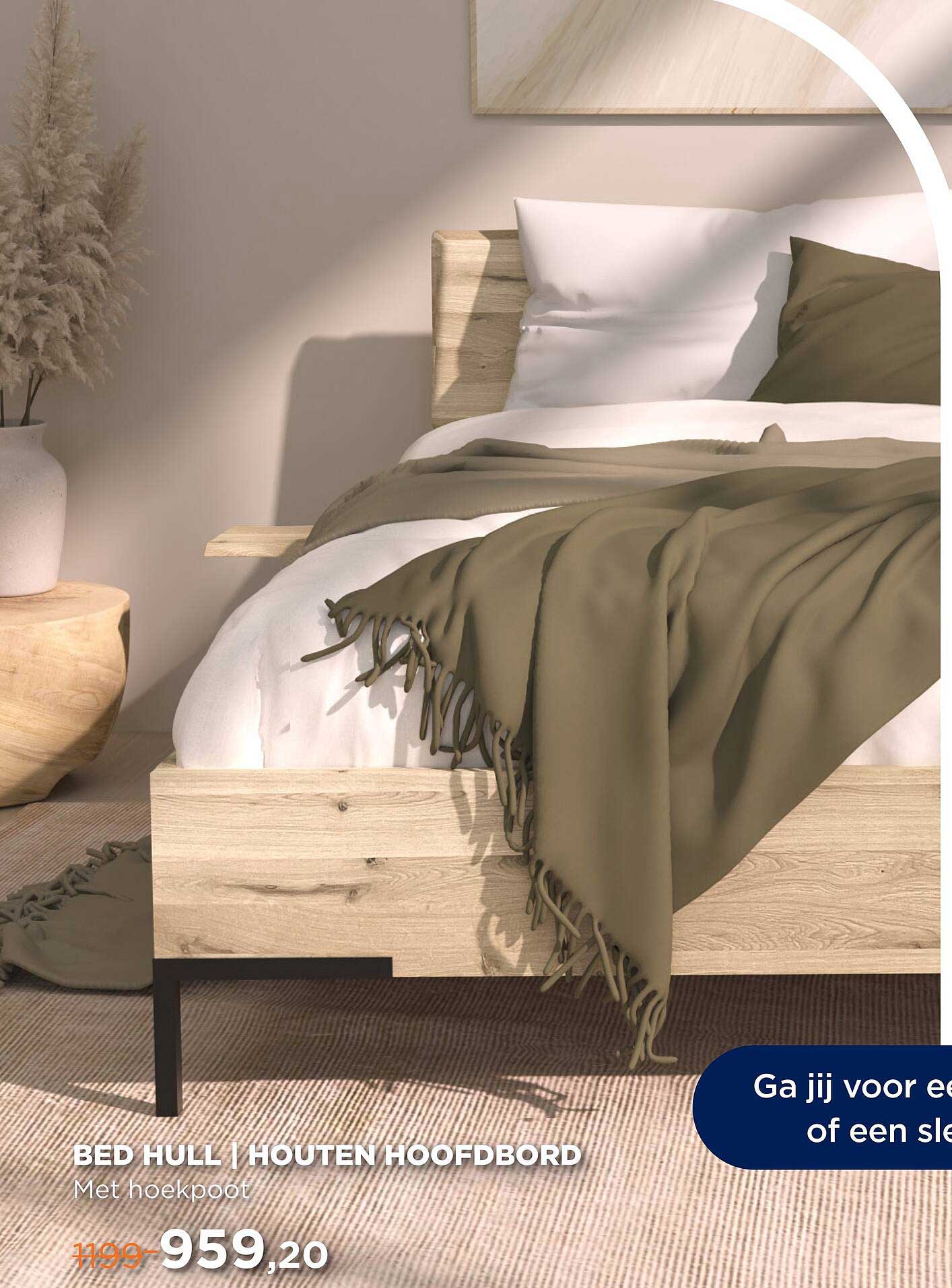 BED HULL | HOUTEN HOOFDBORD Met hoekpoot
