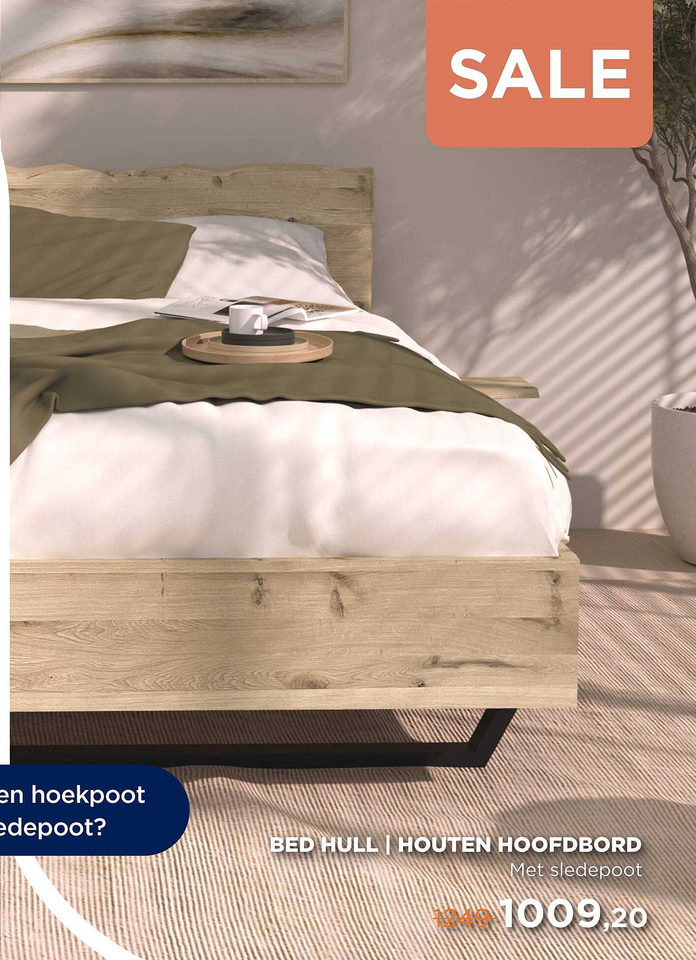 BED HULL | HOUTEN HOOFDBORD Met sledepot