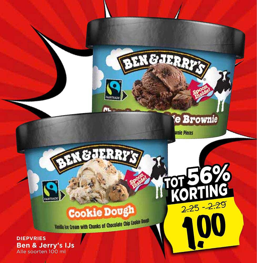Ben & Jerry's IJs, alle soorten 100 ml TOT 56% KORTING