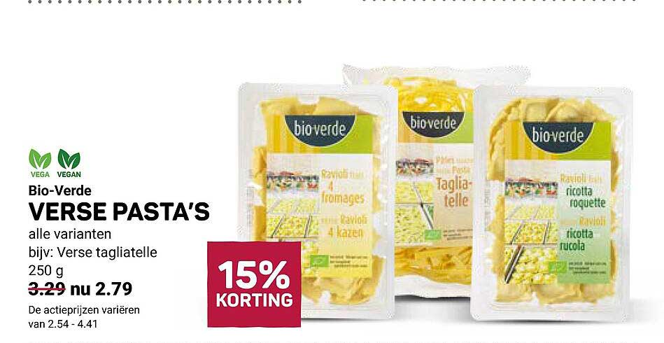 Bio-Verde VERSE PASTA’S 15% KORTING