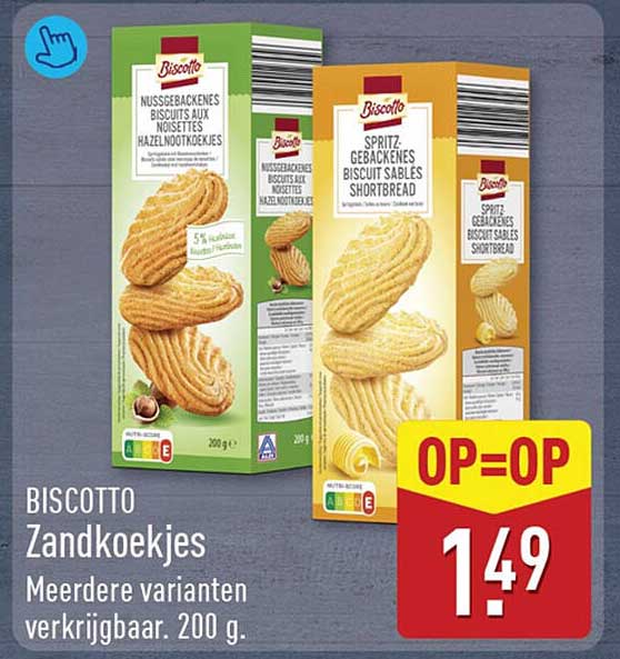 BISCOTTO Zandkoekjes Meerdere varianten verkrijgbaar. 200 g. OP=OP