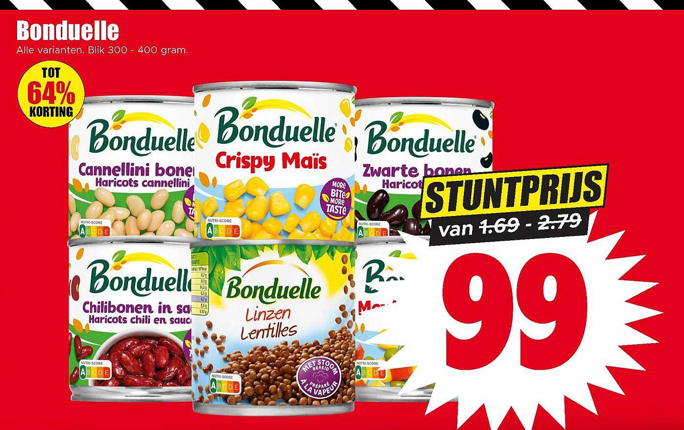 Bonduelle Alle varianten. Blik 300 - 400 gram. STUNTPRIJS
