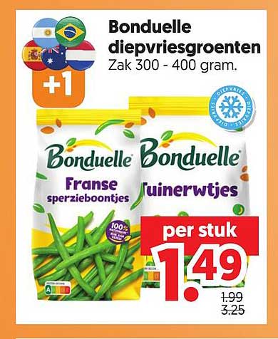 Bonduelle diepvriesgroenten Zak 300 - 400 gram +1