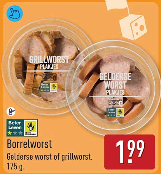Borrelworst Gelderse worst of grillworst. 175 g.