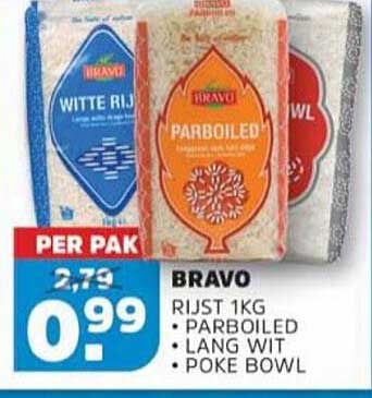 BRAVO RIJST 1KG • PARBOILED • LANG WIT • POKE BOWL