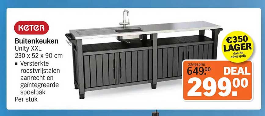 Buitenkeuken Unity XXL 230 x 52 x 90 cm